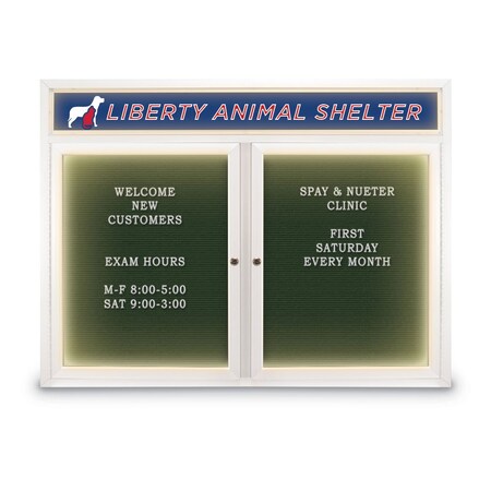 United Visual Products Indoor Enclosed Combo Board, 42"x32", Gold Frame/Grey & Blue Spruce UVCB4232G-GREY-BLSPRU